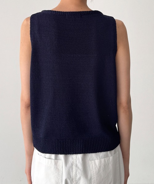 CANAL JEAN(キャナルジーン)の「El mar ボートネックニットタンク(ニット/セーター・レディース・ネイビー/ブラウン・ONE SIZE)」の5枚目の写真