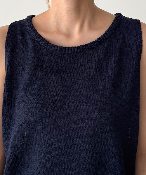 CANAL JEAN(キャナルジーン)の「El mar ボートネックニットタンク(ニット/セーター・レディース・ネイビー/ブラウン・ONE SIZE)」の6枚目の写真