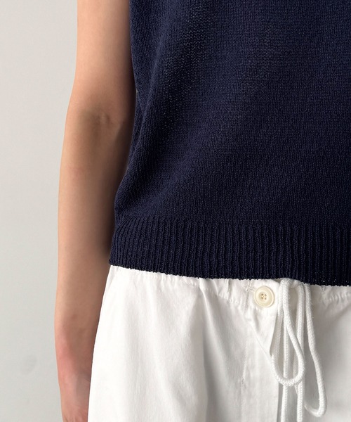 CANAL JEAN(キャナルジーン)の「El mar ボートネックニットタンク(ニット/セーター・レディース・ネイビー/ブラウン・ONE SIZE)」の7枚目の写真