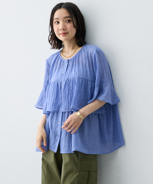 anyfee(エニフィー)の「【anyfee/大きいサイズ】エアリーガーゼティアードブラウス(その他トップス・レディース・イエロー/ブルー・5L/4L/LL/3L)」の11枚目の写真