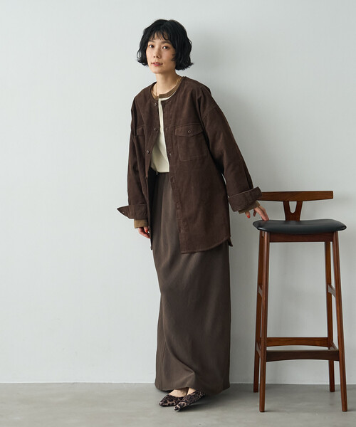 FREAK'S STORE(フリークスストア)の「RED KAP × FREAK'S STORE/レッドキャップ 別注 コーデュロイ CPOノーカラーシャツ(シャツ/ブラウス・レディース・ナチュラル/チャコールグレー/ブラウン・フリ-)」の9枚目の写真