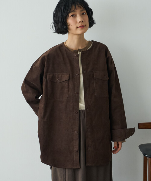 FREAK'S STORE(フリークスストア)の「RED KAP × FREAK'S STORE/レッドキャップ 別注 コーデュロイ CPOノーカラーシャツ(シャツ/ブラウス・レディース・ナチュラル/チャコールグレー/ブラウン・フリ-)」の13枚目の写真
