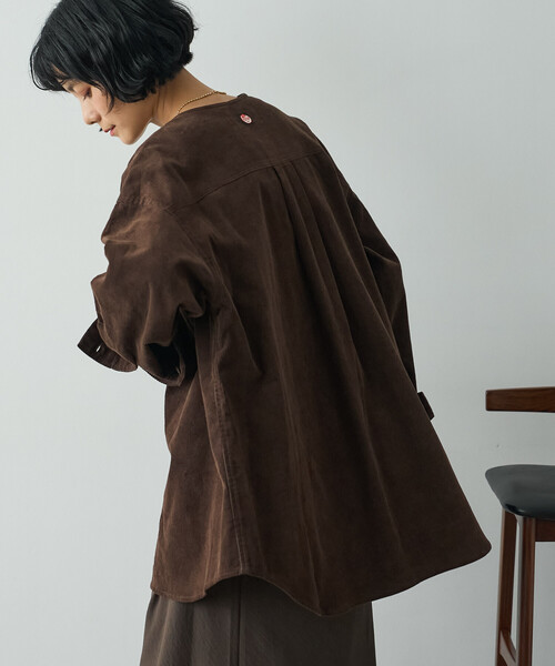 FREAK'S STORE(フリークスストア)の「RED KAP × FREAK'S STORE/レッドキャップ 別注 コーデュロイ CPOノーカラーシャツ(シャツ/ブラウス・レディース・ナチュラル/チャコールグレー/ブラウン・フリ-)」の14枚目の写真