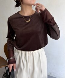 Jena espace merveilleux | 袖シアーベロアカットソー(Tシャツ/カットソー)