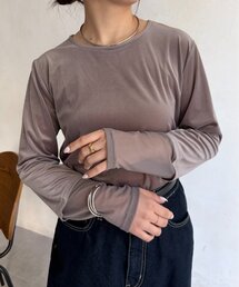 袖シアーベロアカットソー