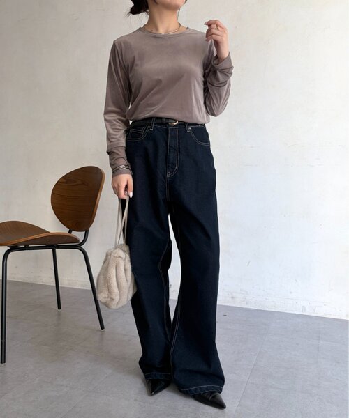 Jena espace merveilleux(ジェナ エスパスメルヴェイユ)の「袖シアーベロアカットソー(Tシャツ/カットソー・レディース・ブラック/ブラウン/グレー・FREE)」の14枚目の写真