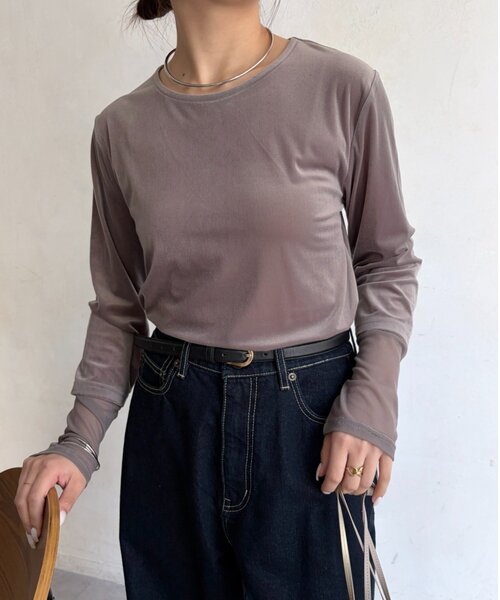Jena espace merveilleux(ジェナ エスパスメルヴェイユ)の「袖シアーベロアカットソー(Tシャツ/カットソー・レディース・ブラック/ブラウン/グレー・FREE)」の17枚目の写真