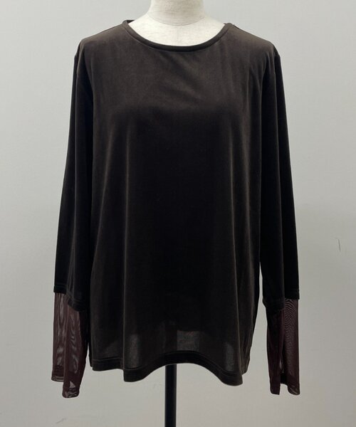 Jena espace merveilleux(ジェナ エスパスメルヴェイユ)の「袖シアーベロアカットソー(Tシャツ/カットソー・レディース・ブラック/ブラウン/グレー・FREE)」の4枚目の写真