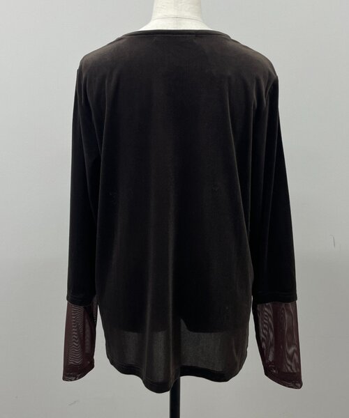 Jena espace merveilleux(ジェナ エスパスメルヴェイユ)の「袖シアーベロアカットソー(Tシャツ/カットソー・レディース・ブラック/ブラウン/グレー・FREE)」の6枚目の写真