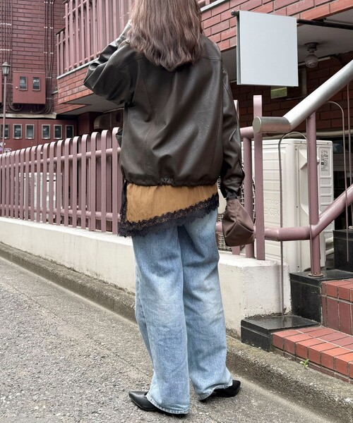 fredy emue（フレディエミュ）の「フェイクレザー/スウェードブルゾン（ブルゾン・レディース・ダークブラウン/ブラウン・38）」の22枚目の写真