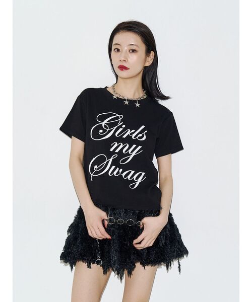 jouetie(ジュエティ)の「ロゴフィットTシャツ(Tシャツ/カットソー・レディース・ブラック/オフホワイト/イエロー・FREE)」の2枚目の写真