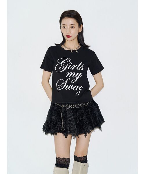 jouetie(ジュエティ)の「ロゴフィットTシャツ(Tシャツ/カットソー・レディース・ブラック/オフホワイト/イエロー・FREE)」の8枚目の写真