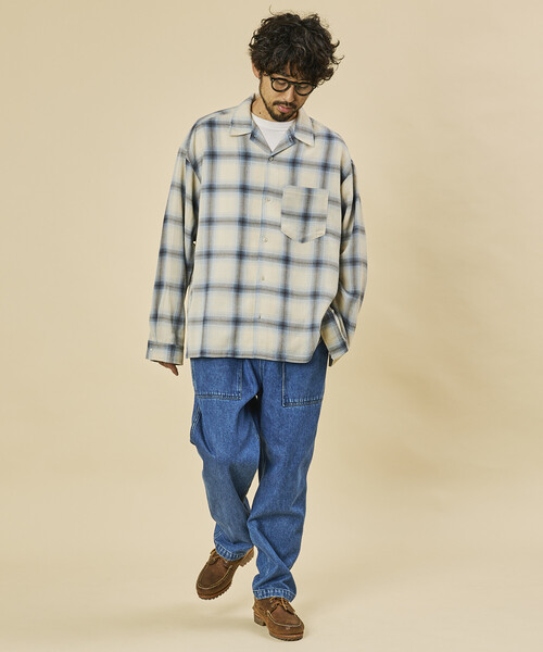 FREAK'S STORE(フリークスストア)の「リラックスフィット シアー オンブレチェックシャツ/オープンカラーシャツ(シャツ/ブラウス・メンズ・ブラック/ブラウン/オフホワイト・MEDIUM/LARGE)」の5枚目の写真