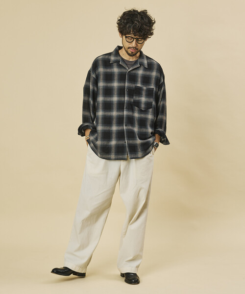 FREAK'S STORE(フリークスストア)の「リラックスフィット シアー オンブレチェックシャツ/オープンカラーシャツ(シャツ/ブラウス・メンズ・ブラック/ブラウン/オフホワイト・MEDIUM/LARGE)」の19枚目の写真