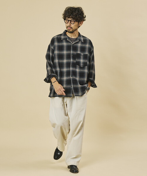 FREAK'S STORE(フリークスストア)の「リラックスフィット シアー オンブレチェックシャツ/オープンカラーシャツ(シャツ/ブラウス・メンズ・ブラック/ブラウン/オフホワイト・MEDIUM/LARGE)」の20枚目の写真