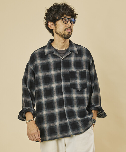 FREAK'S STORE(フリークスストア)の「リラックスフィット シアー オンブレチェックシャツ/オープンカラーシャツ(シャツ/ブラウス・メンズ・ブラック/ブラウン/オフホワイト・MEDIUM/LARGE)」の21枚目の写真