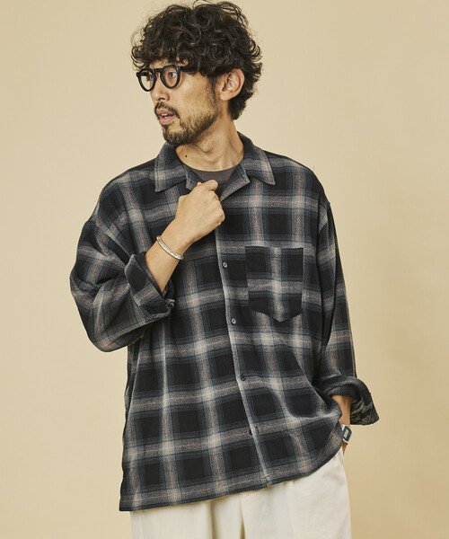 FREAK'S STORE(フリークスストア)の「リラックスフィット シアー オンブレチェックシャツ/オープンカラーシャツ(シャツ/ブラウス・メンズ・ブラック/ブラウン/オフホワイト・MEDIUM/LARGE)」の22枚目の写真