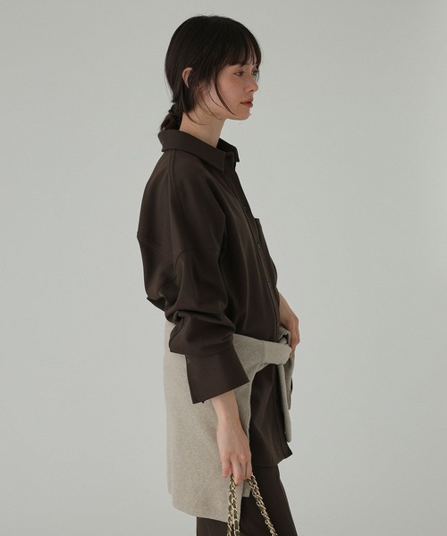 BABYLONE(バビロン)の「ポンチシャツ<セットアップ対応>(シャツ/ブラウス・レディース・ブラウン/チャコール・フリー)」の21枚目の写真