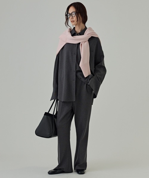 BABYLONE(バビロン)の「ポンチシャツ<セットアップ対応>(シャツ/ブラウス・レディース・ブラウン/チャコール・フリー)」の3枚目の写真