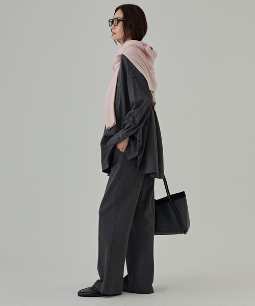 BABYLONE(バビロン)の「ポンチシャツ<セットアップ対応>(シャツ/ブラウス・レディース・ブラウン/チャコール・フリー)」の4枚目の写真