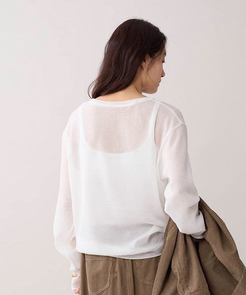 marmors(マルモア)の「【marmors】クレープロングTシャツ(Tシャツ/カットソー・レディース・ホワイト/ブラック/ブラウン・36)」の6枚目の写真