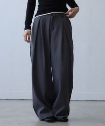 pinstripe tuck wide pants / ピンストライプタックワイドパンツ