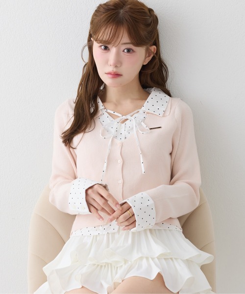 one after another NICE CLAUP(ワンアフターアナザーナイスクラップ)の「【ZOZO限定】シャツドッキングニット(ニット/セーター・レディース・ブラック/ピンク/アイボリー/ブラック系その他/ブラウン系その他・FREE)」の5枚目の写真