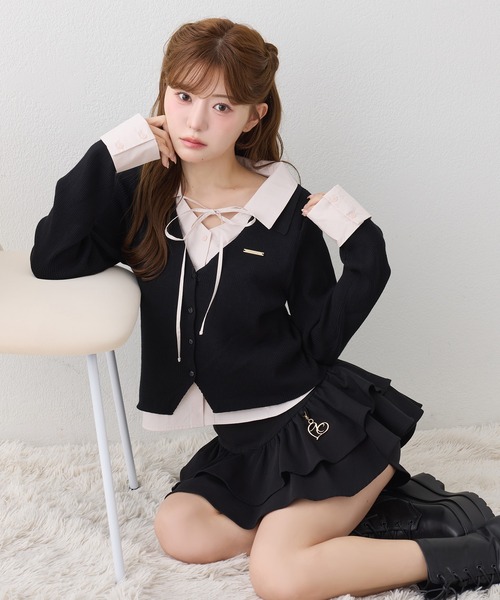 one after another NICE CLAUP(ワンアフターアナザーナイスクラップ)の「【ZOZO限定】シャツドッキングニット(ニット/セーター・レディース・ブラック/ピンク/アイボリー/ブラック系その他/ブラウン系その他・FREE)」の14枚目の写真