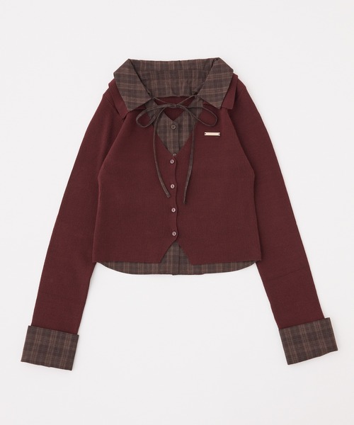 one after another NICE CLAUP(ワンアフターアナザーナイスクラップ)の「【ZOZO限定】シャツドッキングニット(ニット/セーター・レディース・ブラック/ピンク/アイボリー/ブラック系その他/ブラウン系その他・FREE)」の9枚目の写真