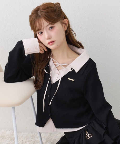one after another NICE CLAUP(ワンアフターアナザーナイスクラップ)の「【ZOZO限定】シャツドッキングニット(ニット/セーター・レディース・ブラック/ピンク/アイボリー/ブラック系その他/ブラウン系その他・FREE)」の12枚目の写真