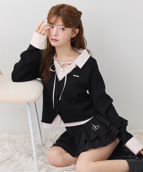 one after another NICE CLAUP(ワンアフターアナザーナイスクラップ)の「【ZOZO限定】シャツドッキングニット(ニット/セーター・レディース・ブラック/ピンク/アイボリー/ブラック系その他/ブラウン系その他・FREE)」の13枚目の写真