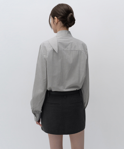 MUSINSA STANDARD WOMAN（ムシンサスタンダードウーマン）の「ウィメンズチェックタイブラウス[アイボリー/ダークグレー]（シャツ/ブラウス・レディース・その他・LARGE/X-SMALL/SMALL/MEDIUM）」の3枚目の写真