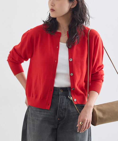 journal standard L'essage(ジャーナルスタンダードレサージュ)の「《/手洗い可》CASHWOOLエクストラファインメリノ カーディガン(カーディガン/ボレロ・レディース・チャコールグレー/レッド/ブラウン・FREE)」の3枚目の写真