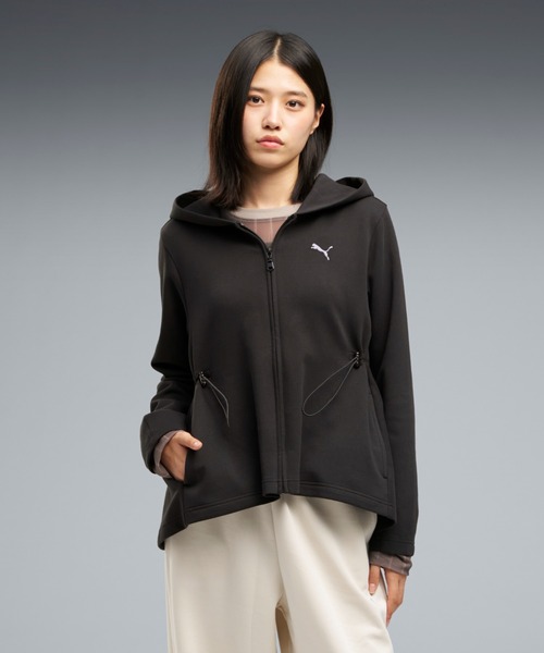 PUMA(プーマ)の「PUMA プーマ ウィメンズ ESS エレベーテッド MX フルジップ フーディ DK(ジャージ・レディース・ライトグレー/ブラック・MEDIUM/LARGE/X-LARGE)」の2枚目の写真