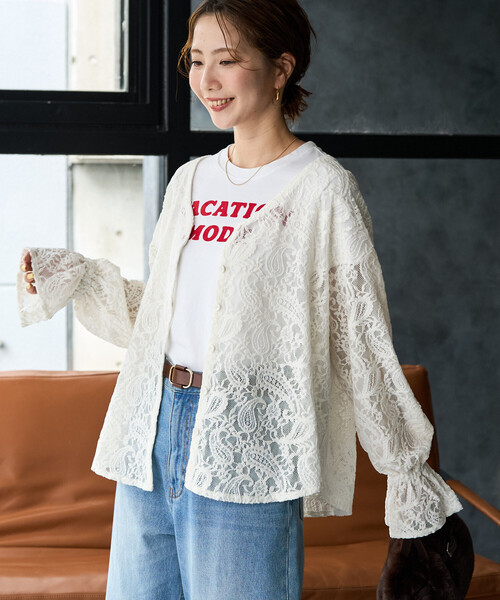FREAK'S STORE(フリークスストア)の「限定展開 ペイズリー モール レース 2way ブラウス(シャツ/ブラウス・レディース・ブラック/オフホワイト/ブラウン・フリ-)」の1枚目の写真