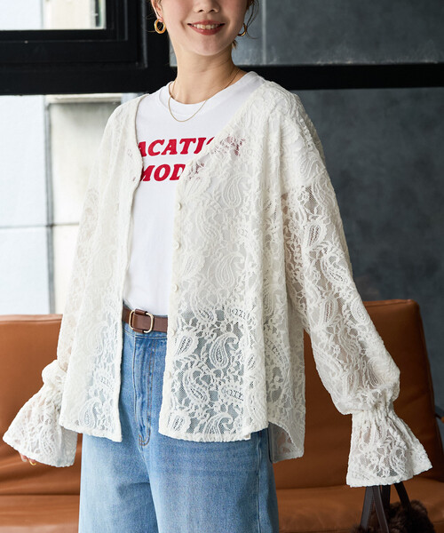 FREAK'S STORE(フリークスストア)の「限定展開 ペイズリー モール レース 2way ブラウス(シャツ/ブラウス・レディース・ブラック/オフホワイト/ブラウン・フリ-)」の4枚目の写真