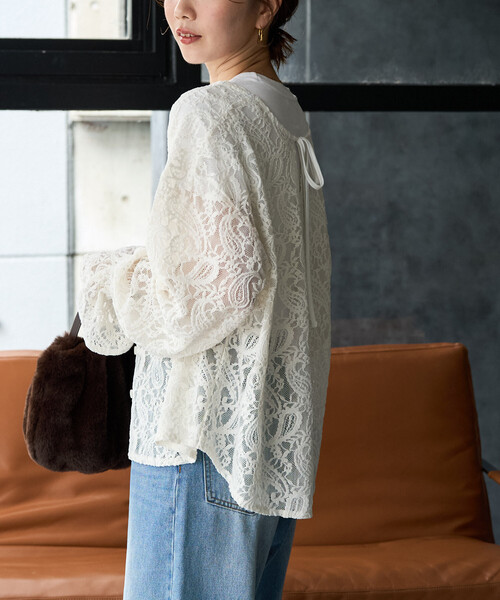 FREAK'S STORE(フリークスストア)の「限定展開 ペイズリー モール レース 2way ブラウス(シャツ/ブラウス・レディース・ブラック/オフホワイト/ブラウン・フリ-)」の9枚目の写真