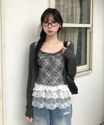 EMMY（エミー）の「チェックキャミセットカーディガン（アンサンブル）」