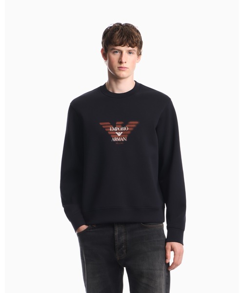 EMPORIO ARMANI(エンポリオアルマーニ)の「<オンライン限定>【エンポリオ アルマーニ】レギュラーフィット スウェットシャツ ダブルジャージー(スウェット・メンズ・ネイビー/オフホワイト/ブラック・MEDIUM/LARGE/X-SMALL/X-LARGE/SMALL)」の1枚目の写真