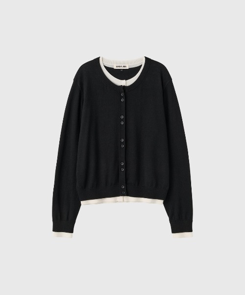 GENERAL IDEA(ジェネラルアイデア)の「【GENERAL IDEA】ダブルレイヤードクルーネックカーディガン / DOUBLE LAYERED CREW NECK CARDIGAN(カーディガン/ボレロ・レディース・ブラック/グレー/ダークブラウン・L/M/S)」の6枚目の写真