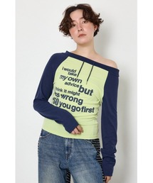 ワンショルラグランメッセージロングTシャツ
