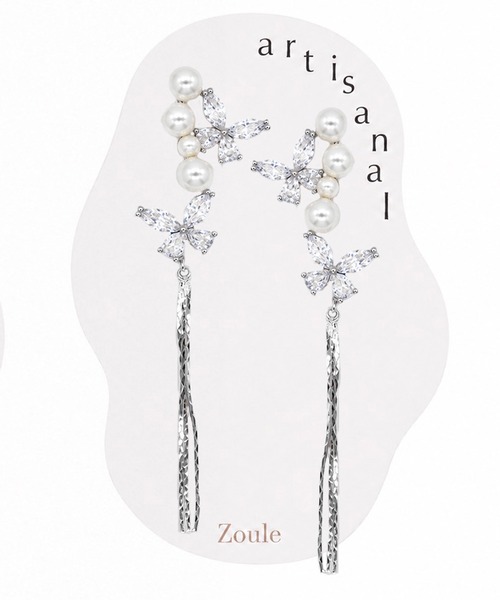 Zoule（ゾーラ）の「Zoule ゾーラ：artisanal　pearl butterfly　パール　蝶　チョウ　ナビ　ピアス（ピアス（両耳用）・レディース・シルバー/ゴールド・FREE）」の6枚目の写真