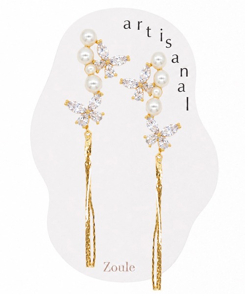 Zoule（ゾーラ）の「Zoule ゾーラ：artisanal　pearl butterfly　パール　蝶　チョウ　ナビ　ピアス（ピアス（両耳用）・レディース・シルバー/ゴールド・FREE）」の4枚目の写真