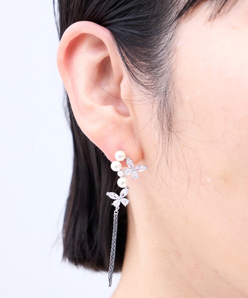 Zoule（ゾーラ）の「Zoule ゾーラ：artisanal　pearl butterfly　パール　蝶　チョウ　ナビ　ピアス（ピアス（両耳用）・レディース・シルバー/ゴールド・FREE）」の7枚目の写真