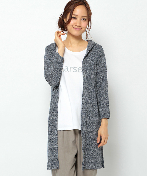 LBC（エルビーシー）の「コットンリネンカーディガン （カーディガン/ボレロ・レディース・ネイビー/オフホワイト/ライトグレー・LARGE/MEDIUM）」の3枚目の写真