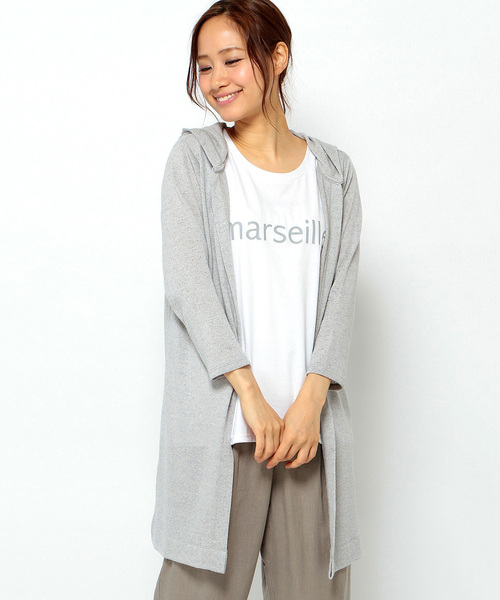 LBC（エルビーシー）の「コットンリネンカーディガン （カーディガン/ボレロ・レディース・ネイビー/オフホワイト/ライトグレー・LARGE/MEDIUM）」の2枚目の写真