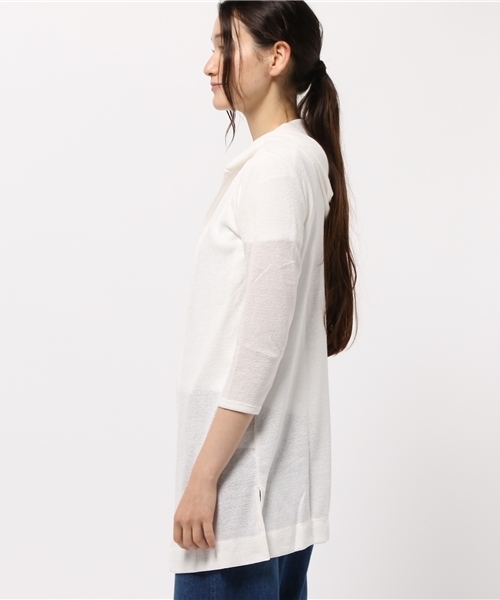 LBC（エルビーシー）の「コットンリネンカーディガン （カーディガン/ボレロ・レディース・ネイビー/オフホワイト/ライトグレー・LARGE/MEDIUM）」の5枚目の写真