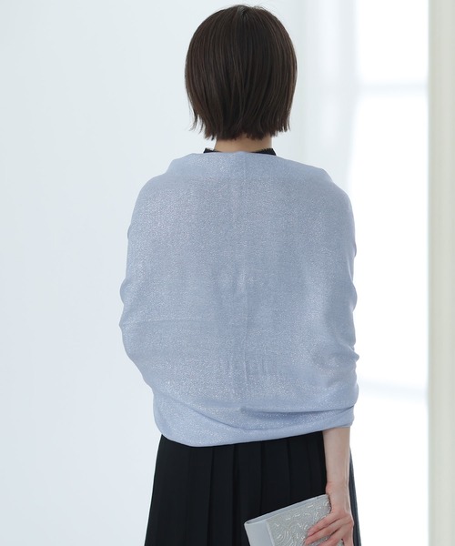 PourVous（プールヴー）の「ドレススタイル カジュアル ロング ラメストール ショール 結婚式 オケージョン フォーマル 二次会 お呼ばれ （ストール/ショール・レディース・ホワイト/ピンク/ブラック/シルバー/ベージュ/ラベンダー/ゴールド/ブルー・FREE）」の14枚目の写真