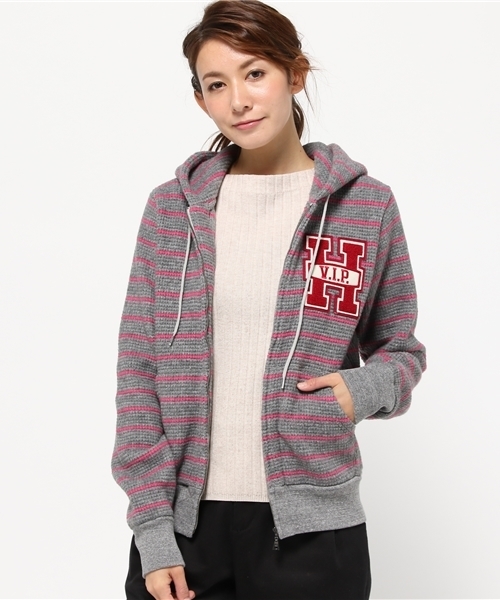 HYSTERIC GLAMOUR(ヒステリックグラマー)の「H V.I.Pワッペン PK(パーカー・レディース・ホワイト/トップグレー/ブラック・FREE)」の8枚目の写真