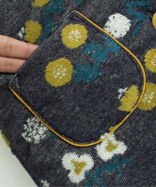 apres les cours（アプレレクール）の「花柄ジャガードアウター（ダウンジャケット/コート・キッズ・ネイビー/マスタード・80/120/100/90/110/130）」の7枚目の写真